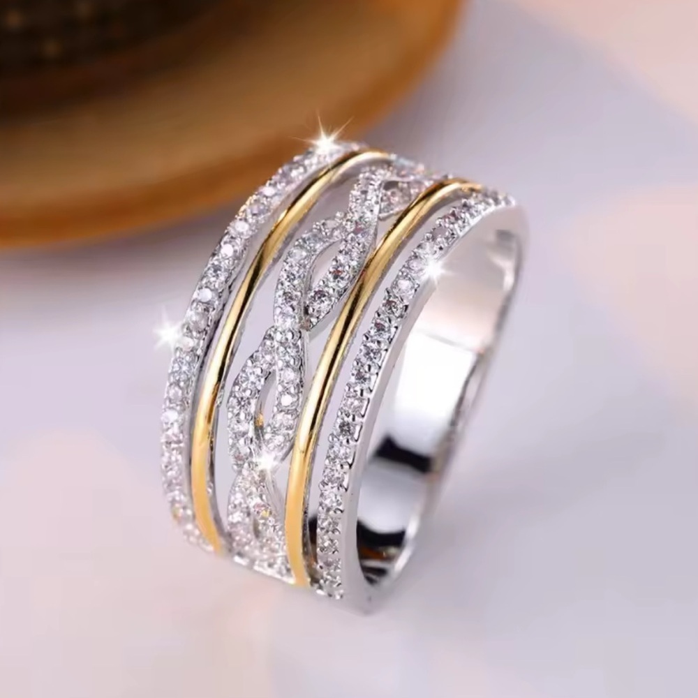 Zirconia Wedding Gold and Silver Women's Ring - Picture 3 of 5